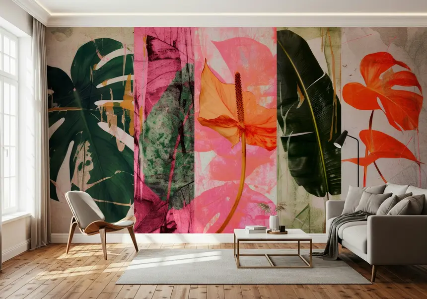 Vivid Botanical Patchwork Wall Mural -2714205