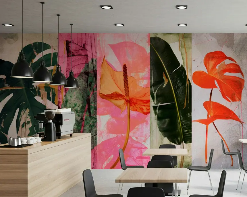 Vivid Botanical Patchwork Wall Mural -2714205