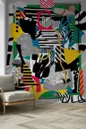 Vibrant Abstract Geometric Collage Wall Mural 6