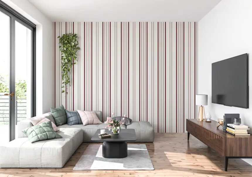 Burgundy Stripe Wallpaper
