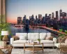 Dusk Manhattan Skyline Brooklyn Bridge Lights Wallpaper 7