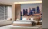 Modern Illuminated City Skyline Reflection Wall Mural 6