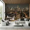 Golden Lit Urban Night View Wallpaper Mural 8