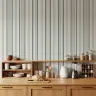 Contemporary Cream and Teal Vertical Stripe Wallpaper 7