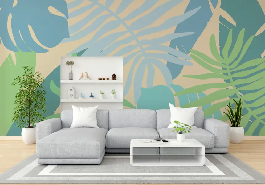 Coastal Leaf Pattern Wall Mural