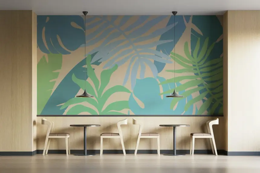 Coastal Leaf Pattern Wall Mural
