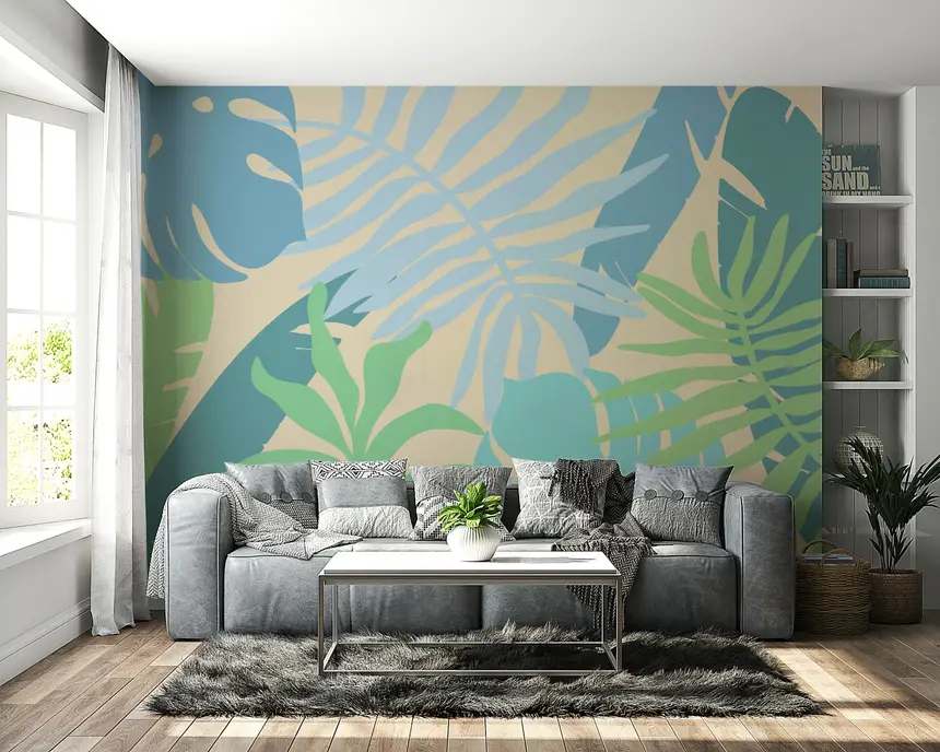 Coastal Leaf Pattern Wall Mural