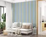 Modern Blue and Cream Vertical Stripe Wallpaper 7