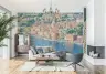 Pink Bougainvillea Harbor View Townscape Wallpaper Mural 6