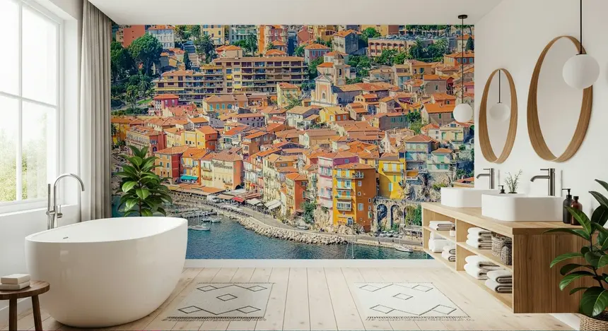 Coastal Village View Wall Mural