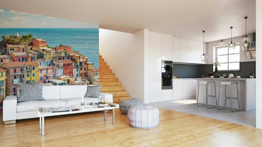 Coastal Village Charm Wall Mural