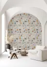 Playful Kitten Assortment Soft Blue Grey Wallpaper 8