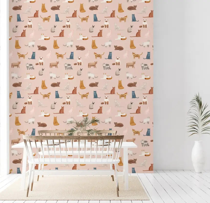 Cool Cats in Pink Wallpaper