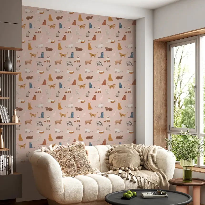 Cool Cats in Pink Wallpaper