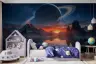 Cosmic Planet and Volcanic Landscape Wall Mural 6
