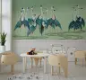 Elegant Chinoiserie Blue Cranes Wall Mural 6