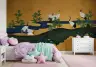 Chinoiserie Crane River Landscape Wall Mural 8