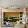 Chinoiserie Crane River Landscape Wall Mural 6