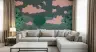 Serene Crane and Pink Cloud Landscape Wall Mural 7