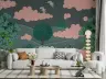 Serene Crane and Pink Cloud Landscape Wall Mural 6
