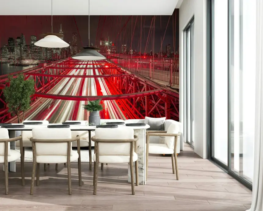 Crimson City Lights Wall Mural