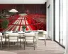 Brooklyn Bridge Red Cityscape Night Wall Mural 7