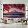 Red Maple Mount Fuji Lake View Wall Mural 7