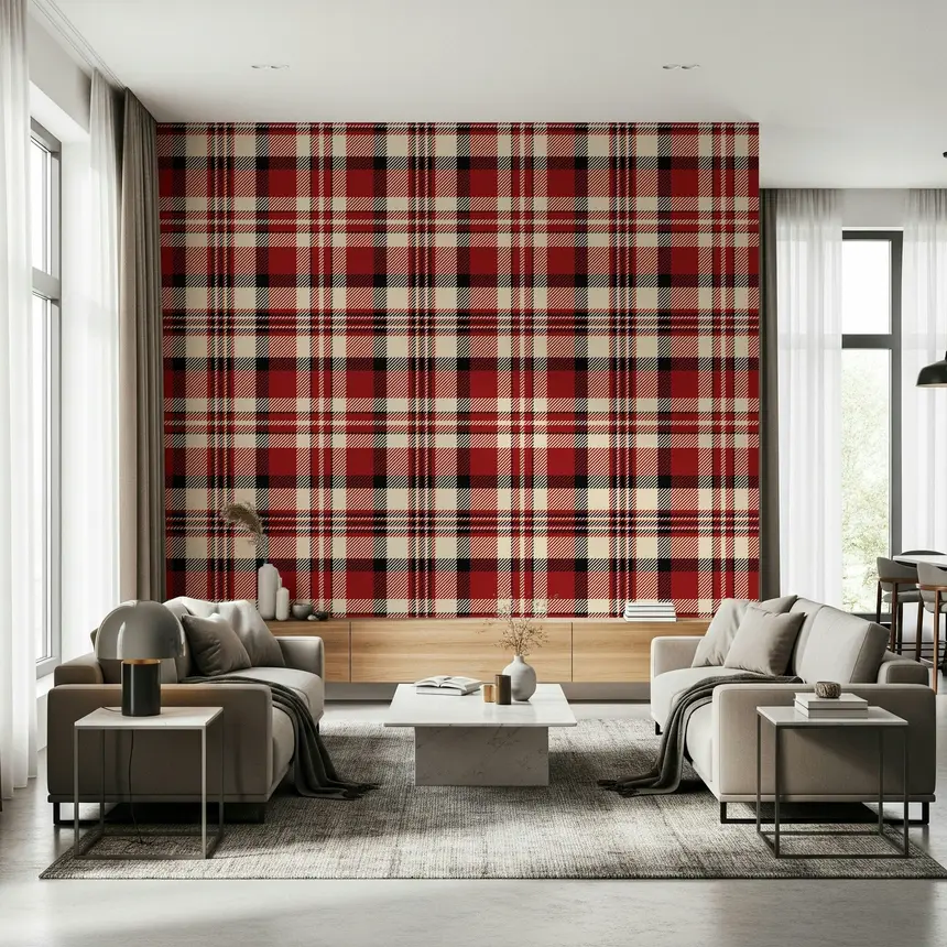 Crimson Plaid Wallpaper