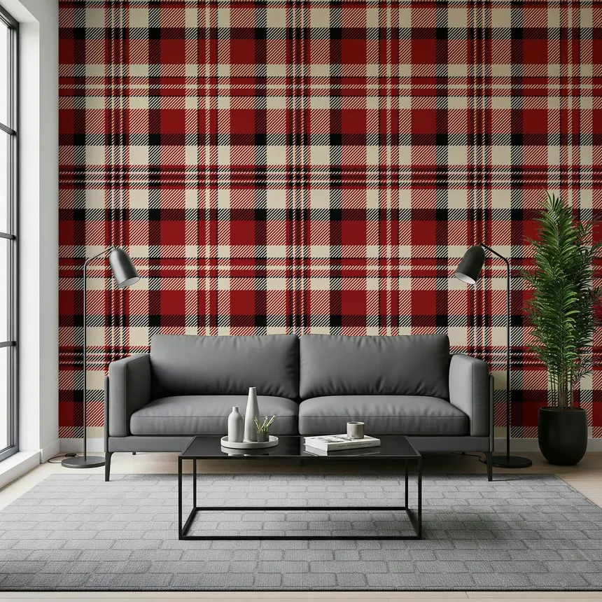 Crimson Plaid Wallpaper
