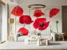 Vibrant Red Poppy Blooms Botanical Wall Mural 8