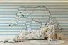 Whimsical Elephant Outline Striped Kids' Wall Mural 6