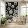 Dramatic Black and White Dahlia Bloom Wall Mural 6