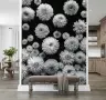 Dramatic Black and White Dahlia Bloom Wall Mural 7