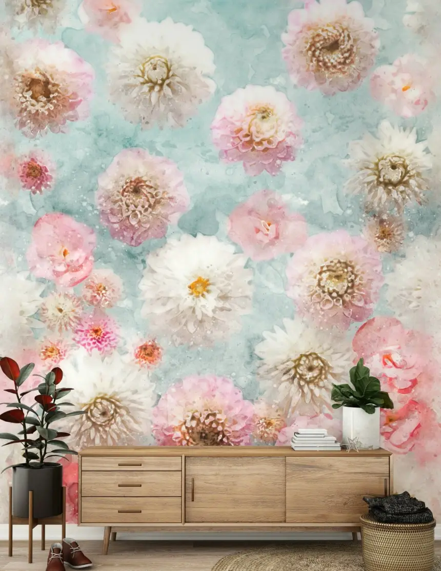 Dahlia Flowers Wall Mural