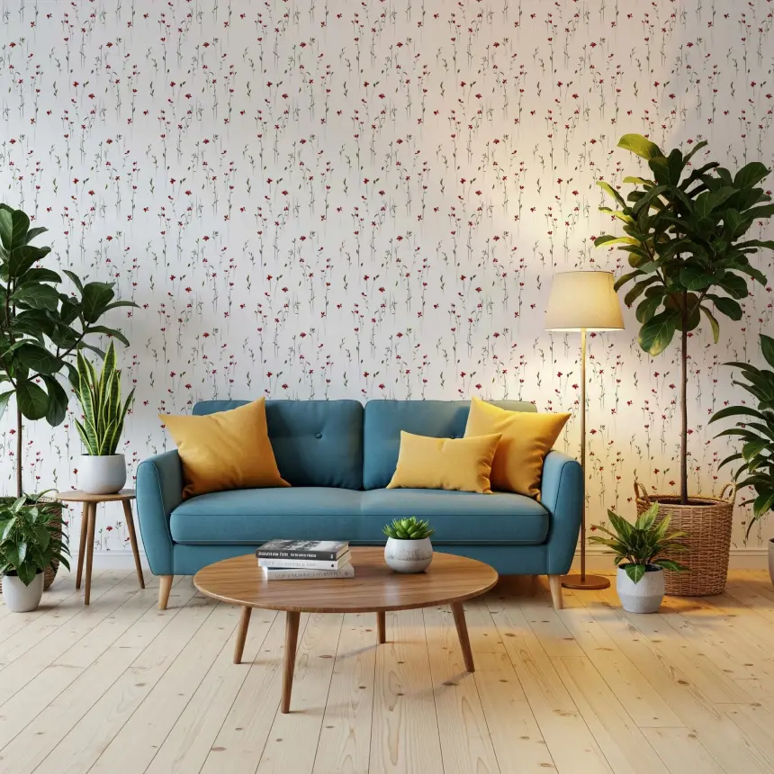 Dainty Scarlet Blooms Wallpaper