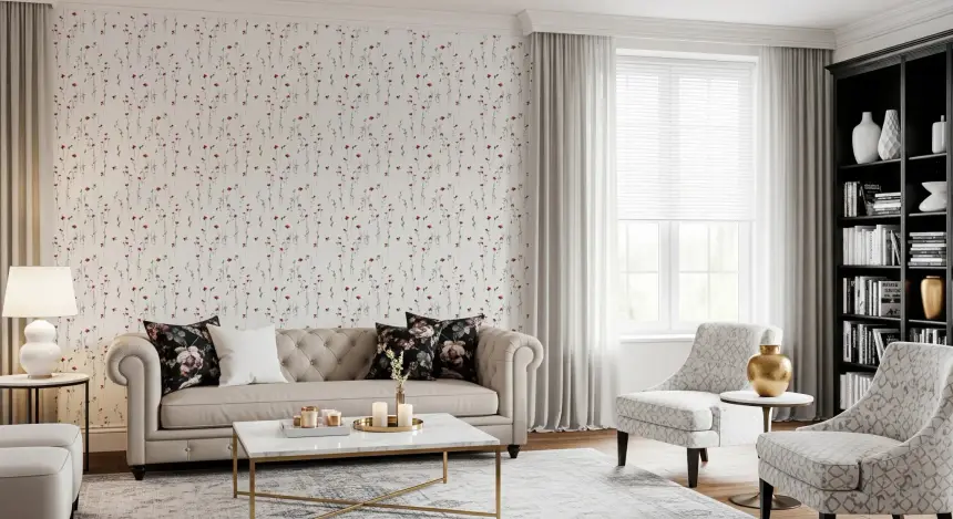 Dainty Scarlet Blooms Wallpaper