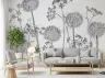 Monochrome Botanical Dandelion Wall Mural 8
