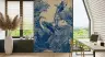 Ukiyo-e Inspired Blue Koi Fish and Waves Wall Mural 6