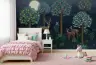 Moonlit Forest Deer and Fruit Trees Wall Mural 6