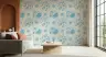 Vintage Blue Floral Diamond Pattern Wallpaper 6