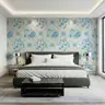 Vintage Blue Floral Diamond Pattern Wallpaper 7