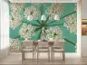 Giant White Floral on Teal Wall Mural 6