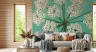 Giant White Floral on Teal Wall Mural 8