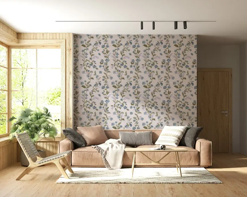 Denim Dreams Floral Wallpaper