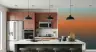 Contemporary Teal Orange Grey Ombre Wall Mural 6