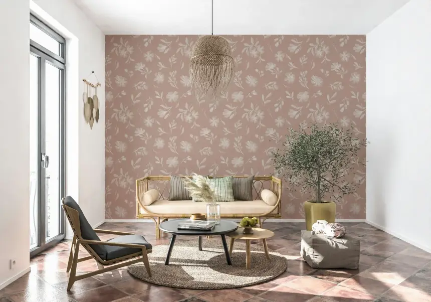 Dusty Rose Blooms Wallpaper