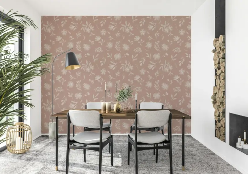 Dusty Rose Blooms Wallpaper
