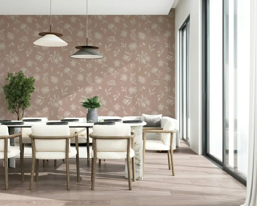 Dusty Rose Blooms Wallpaper