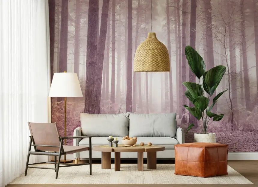 Dusty Rose Forest Wall Mural