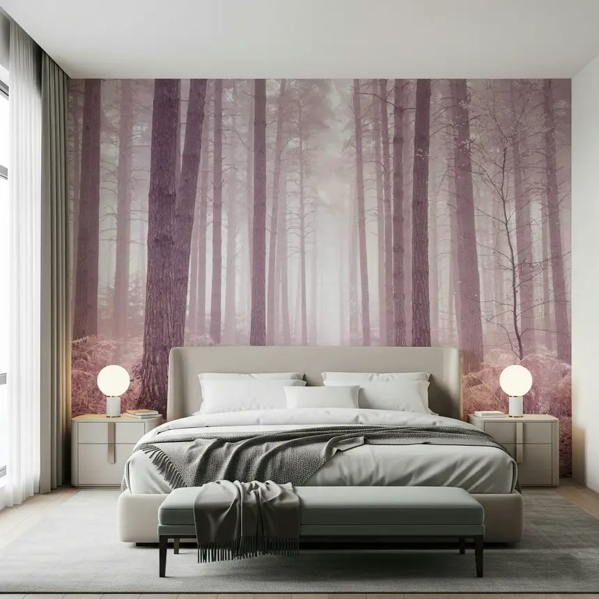 Dusty Rose Forest Wall Mural